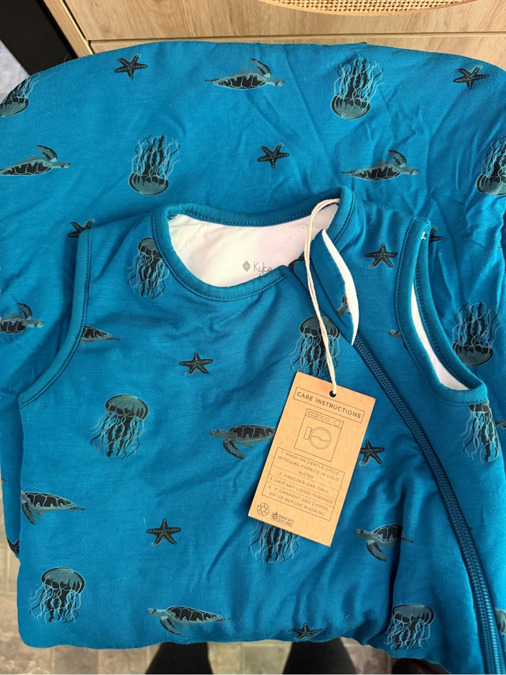 Kyte BABY Teal Blue Sea Life One-Piece Sleeveless Sleep Sack